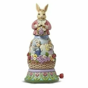Jim Shore Easter's On Its Way Rotating Bunny Musical Figurine Decorative Mirror,Home Decor Mirror