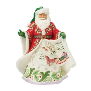 Jim Shore First Edition Santa Winter Scene Musical Magical Sleigh Ride 10" Decorative Mirror,Home Decor Mirror