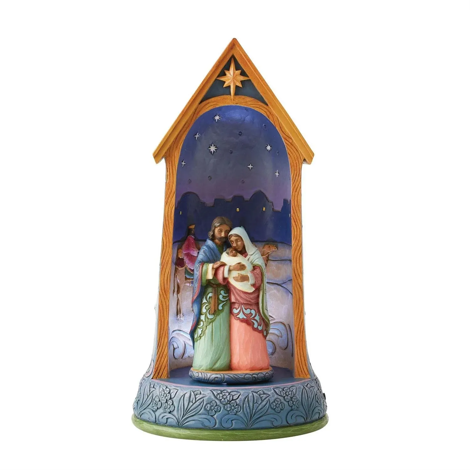 Jim Shore Heartwood Creek African American Lighted Holy Family in Stable Decorative Mirror,Home Decor Mirror