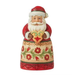 Jim Shore Heartwood Creek Mini Santa Holding Heart Decorative Mirror,Home Decor Mirror