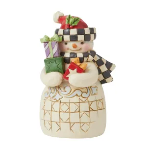 Jim Shore Heartwood Creek Mini Snowman with Checkered Hat Decorative Mirror,Home Decor Mirror