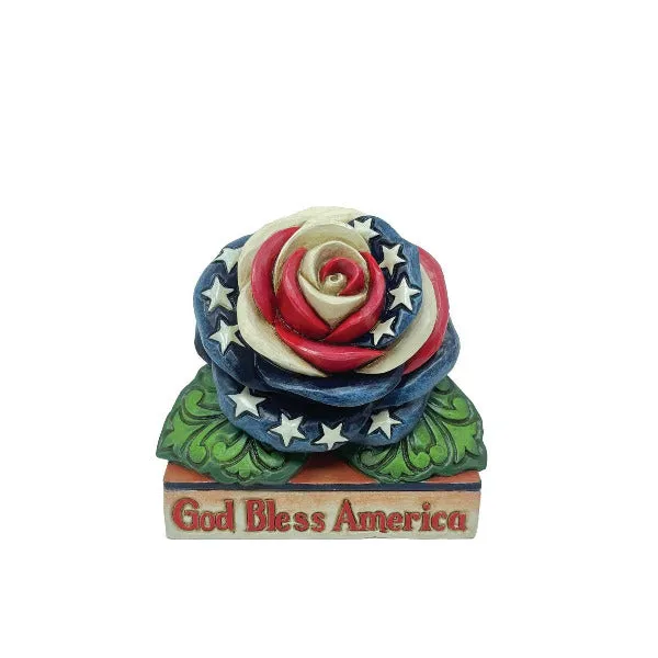 Jim Shore Heartwood Creek Patriotic Rose Mini Figurine God Bless America Figurine Decorative Mirror,Home Decor Mirror