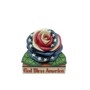 Jim Shore Heartwood Creek Patriotic Rose Mini Figurine God Bless America Figurine Decorative Mirror,Home Decor Mirror