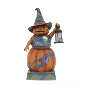 Jim Shore Heartwood Creek "From Dusk till Dawn " Stacked Pumpkin Witch Figurine Decorative Mirror,Home Decor Mirror