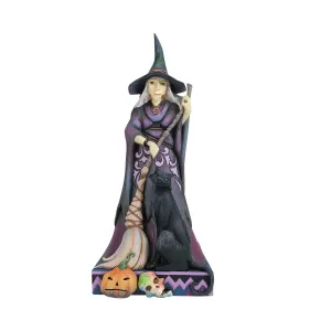 Jim Shore Heartwood Creek "Witch Way? Two-Sided Spooky and Sweet Witch Figurine Decorative Mirror,Home Decor Mirror