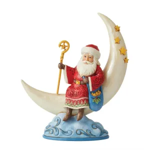 Jim Shore Heartwood Creek Santa on Cresent Moon Decorative Mirror,Home Decor Mirror
