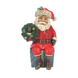 Jim Shore Mini Santa with Wreath Sitting on Gifts Figurine Decorative Mirror,Home Decor Mirror