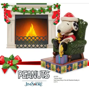 Jim Shore Peanuts Christmas Wishes Santa Snoopy in Chair Checking Off the List with Woodstocks Hallmark Exclusive Figurine Decorative Mirror,Home Decor Mirror