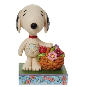 Jim Shore Peanuts Happiness Is A Basket of Blooms Snoopy with Flowers Figurine Decorative Mirror,Home Decor Mirror