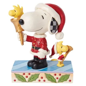 Jim Shore Peanuts Santa Snoopy Ringing Bell and Santa Woodstock with a Horn "Sounds of Joy" Figurine, 6.25" Hallmark Gold Crown Exclusive Decorative Mirror,Home Decor Mirror