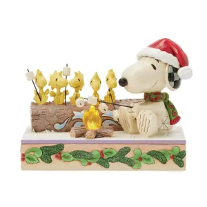 Jim Shore Peanuts Snoopy & Woodstock Roasting Marshmallows Over Light Up Camp Fire 5" Figurine Decorative Mirror,Home Decor Mirror