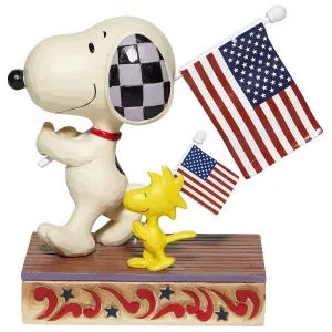 Jim Shore Peanuts Snoopy and Woodstock Patriotic March Figurine Decorative Mirror,Home Decor Mirror