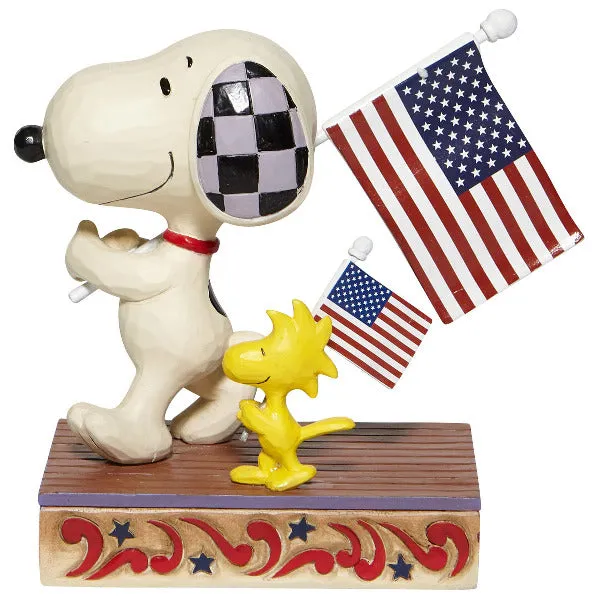 Jim Shore Peanuts Snoopy and Woodstock Patriotic March Figurine Decorative Mirror,Home Decor Mirror