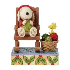 Jim Shore Peanuts Snoopy in Rocking Chair Knitting 5" Figurine Decorative Mirror,Home Decor Mirror