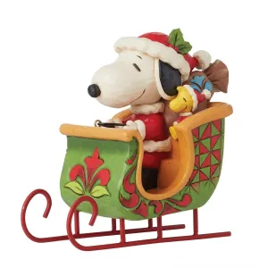 Jim Shore Snoopy & Woodstock in Sleigh Figurine Decorative Mirror,Home Decor Mirror