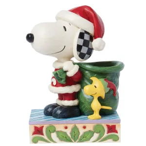 Jim Shore Snoopy Santa and Elf Woodstock Figurine Decorative Mirror,Home Decor Mirror