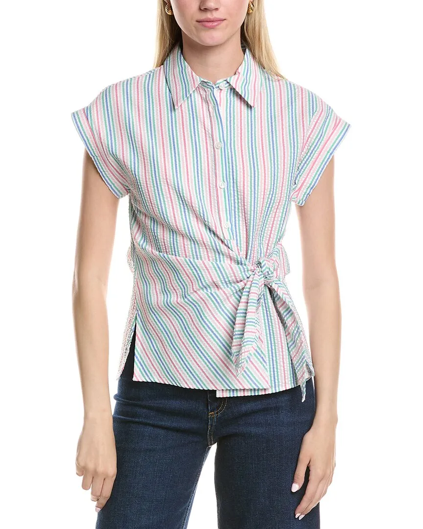 Jones New York Seersucker Wrap Top