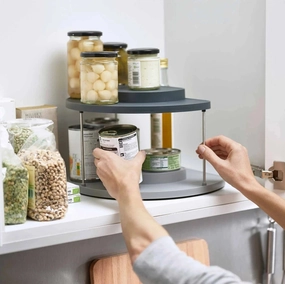 Joseph Joseph CupboardStore 2-tier Grey Rotating Organiser Kitchen Utensils & Gadgets,kitchen utensil set