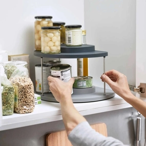 Joseph Joseph CupboardStore 2-tier Grey Rotating Organiser Kitchen Accessories,kitchen counter accessories