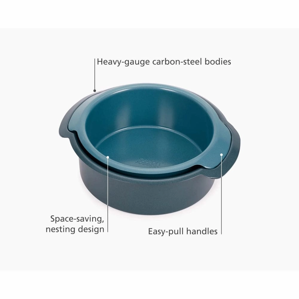 Joseph Joseph Nest Bake Non-Stick 2-piece Round Cake Tin Set In Blue