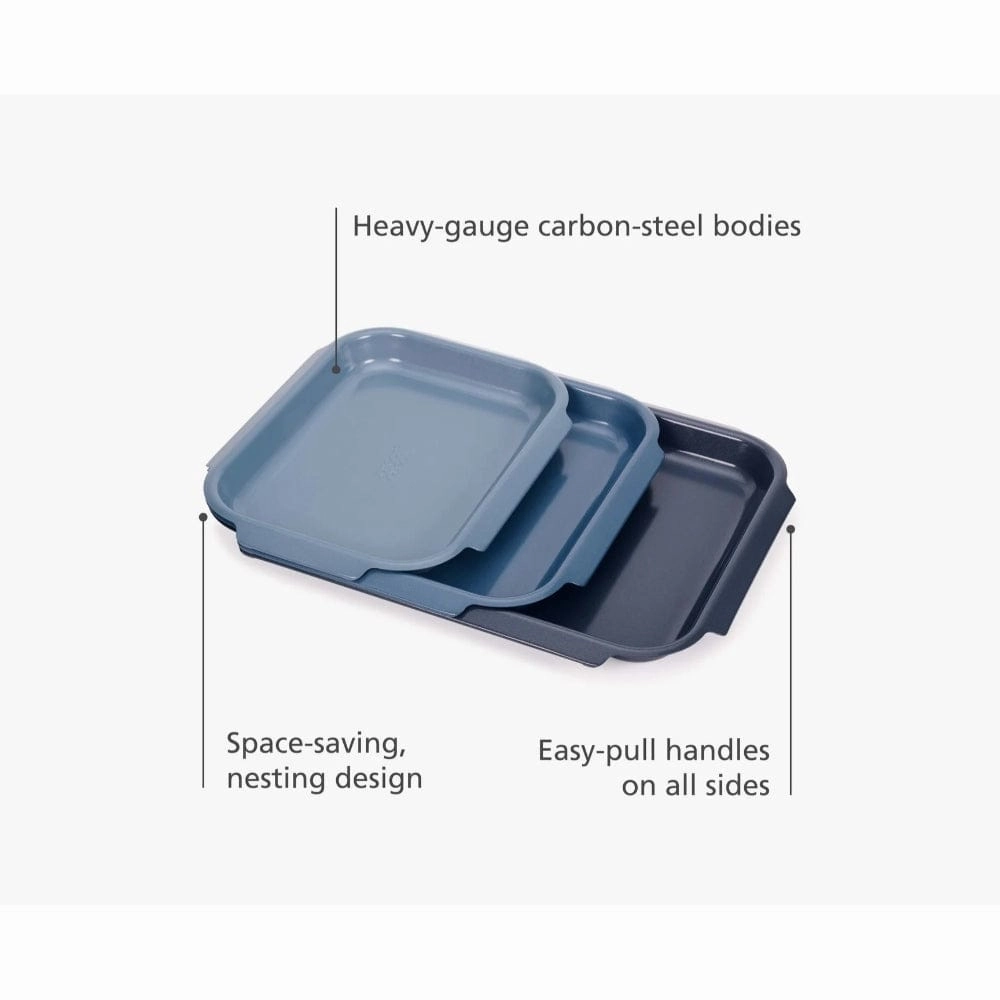 Joseph Joseph Nest Bake Non-Stick 3-piece Baking Tray Set In Blue