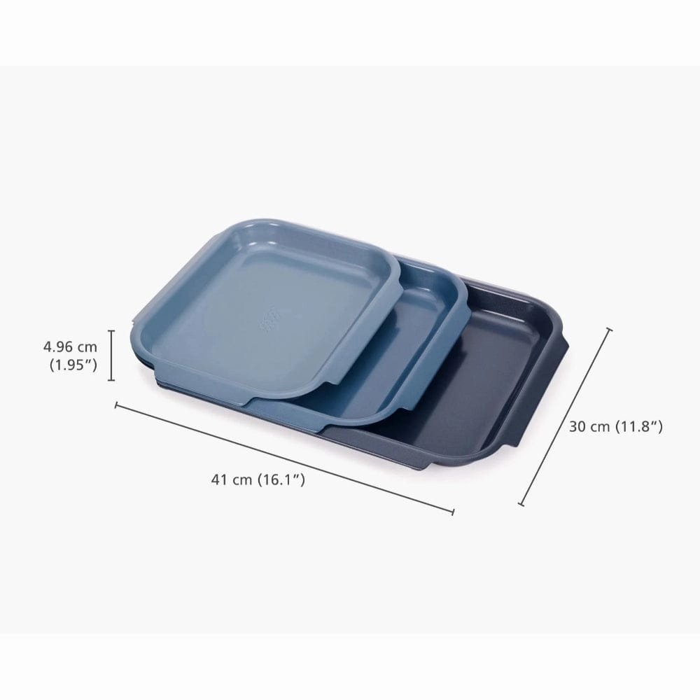 Joseph Joseph Nest Bake Non-Stick 3-piece Baking Tray Set In Blue