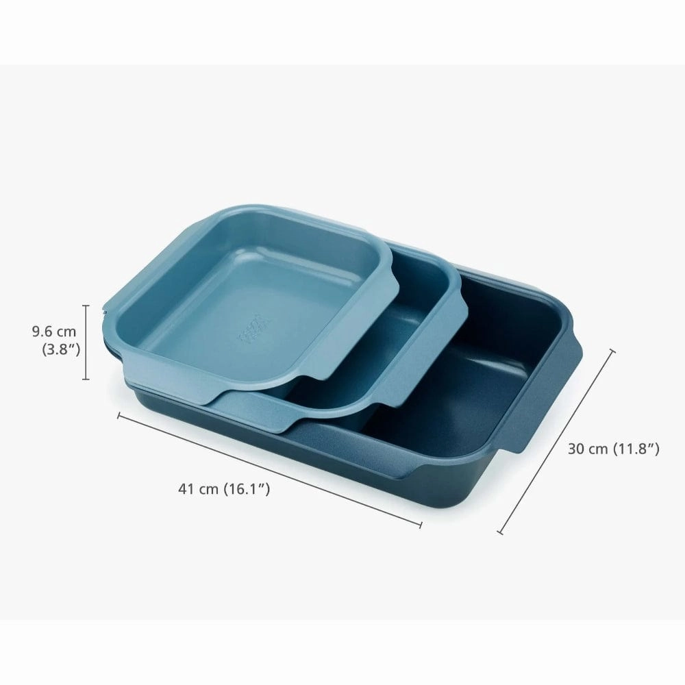 Joseph Joseph Nest Oven Non-stick 3-piece Roasting Tray Set In Blue