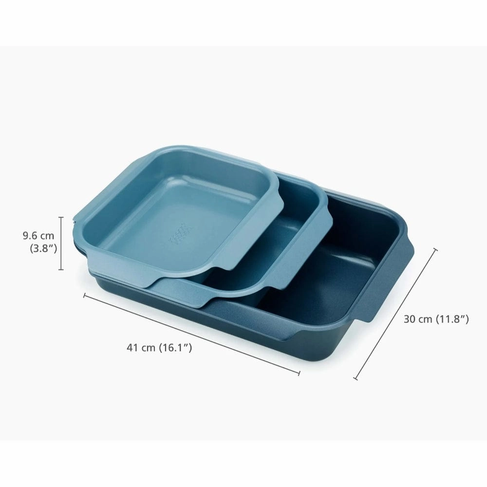Joseph Joseph Nest Oven Non-stick 3-piece Roasting Tray Set In Blue