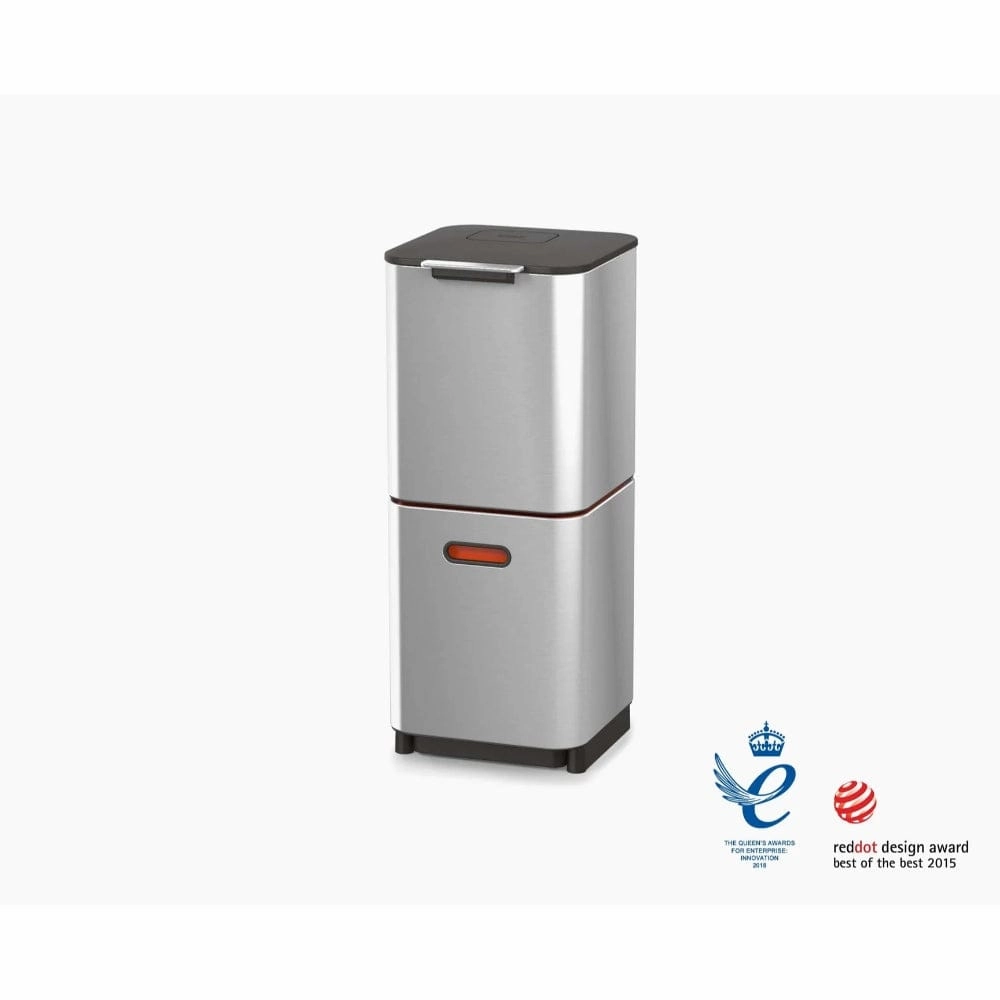 Joseph Joseph Totem Compact 40L Stainless-steel Waste & Recycling Bin Kitchen Accessories,kitchen counter accessories