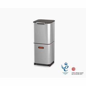 Joseph Joseph Totem Compact 40L Stainless-steel Waste & Recycling Bin Kitchen Accessories,kitchen counter accessories
