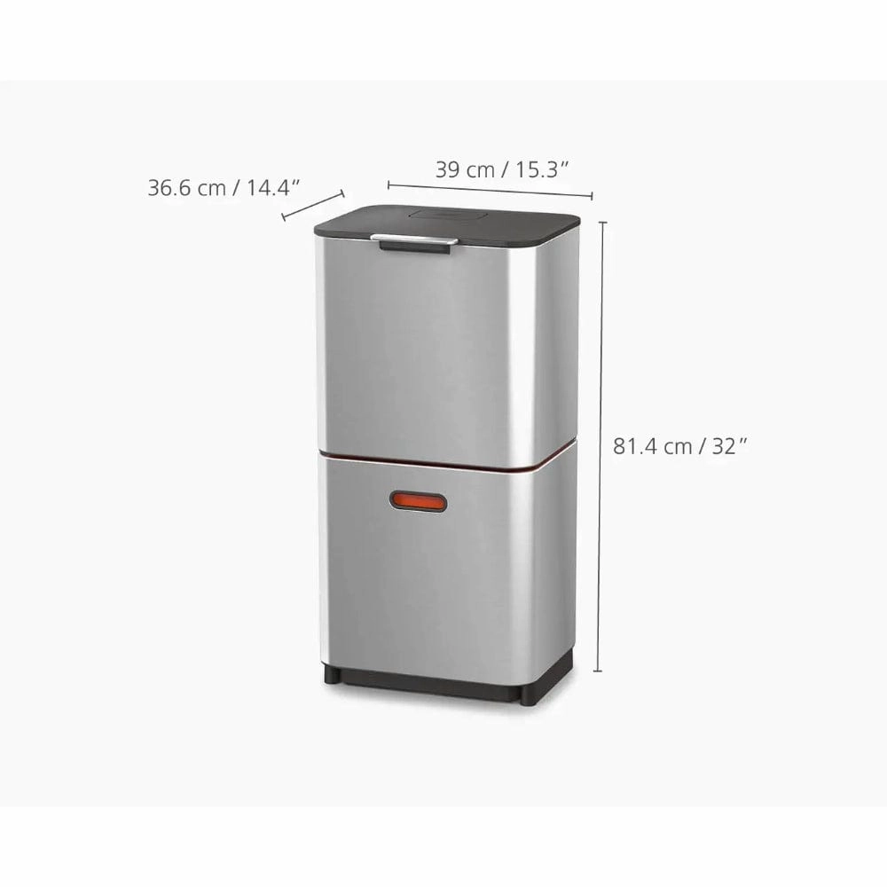Joseph Joseph Totem Max 60L Stainless-steel Waste & Recycling Bin