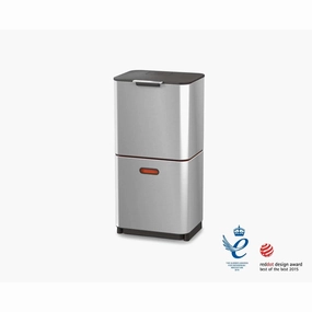 Joseph Joseph Totem Max 60L Stainless-steel Waste & Recycling Bin Kitchen Accessories,kitchen counter accessories