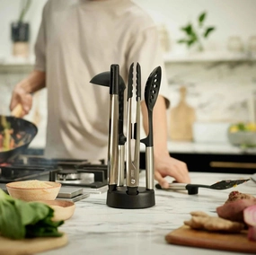 Joseph Jospeh Elevate Fusion 5-piece Stainless-steel Utensil Set with Compact Stand Food Preparation,cutting boards set