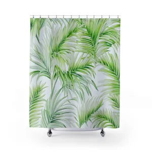 Jungle Floral Shower Curtain | Sage Green, Palm Leaves Lighting,Home Lighting