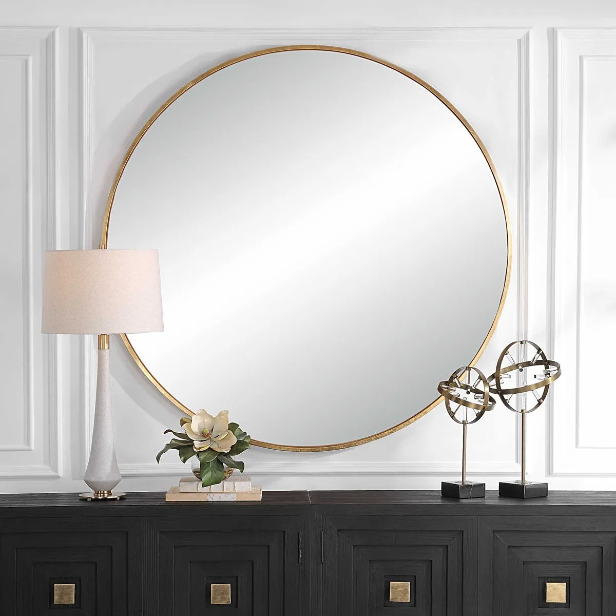 Junius Large Round Mirror in Gold