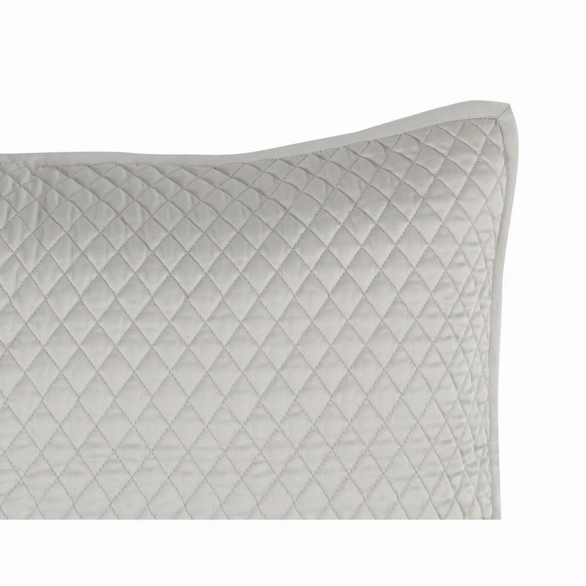 Kahn 26 Inch Hand Quilted Standard Pillow Sham, Mitered Corners, Silver