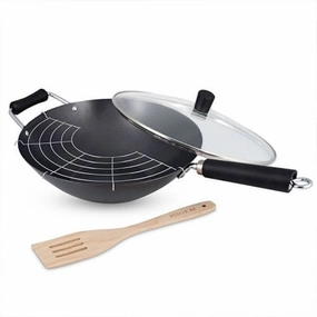 Ken Hom Excellence 31cm Non-Stick Carbon Steel 4 Piece Wok Set Kitchen,modern kitchen essentials
