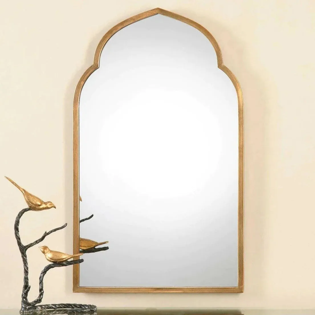 Kenitra Arched Mirror With Antiqued Gold Frame