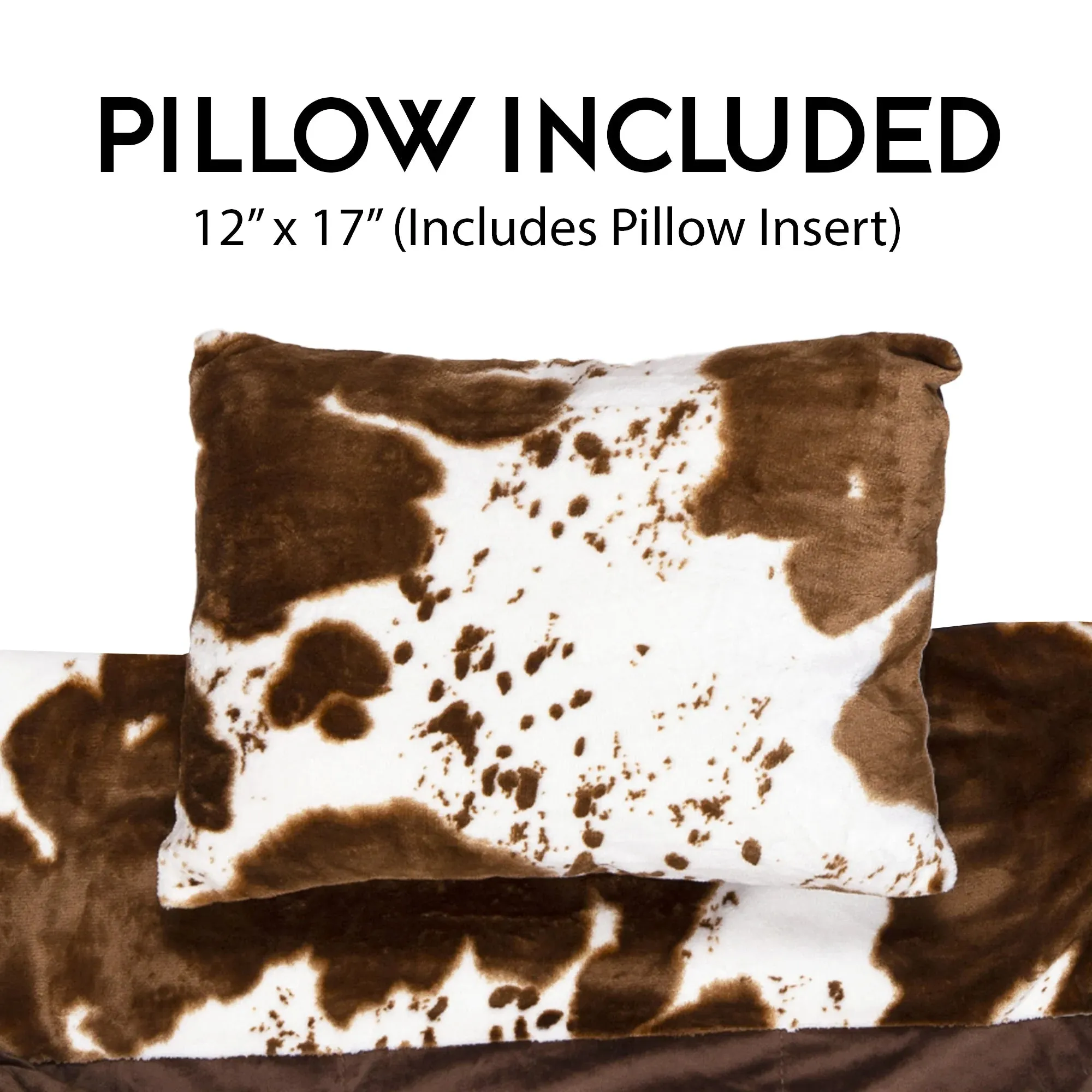 Kids Cow-Print Sleeping Bag & Pillow