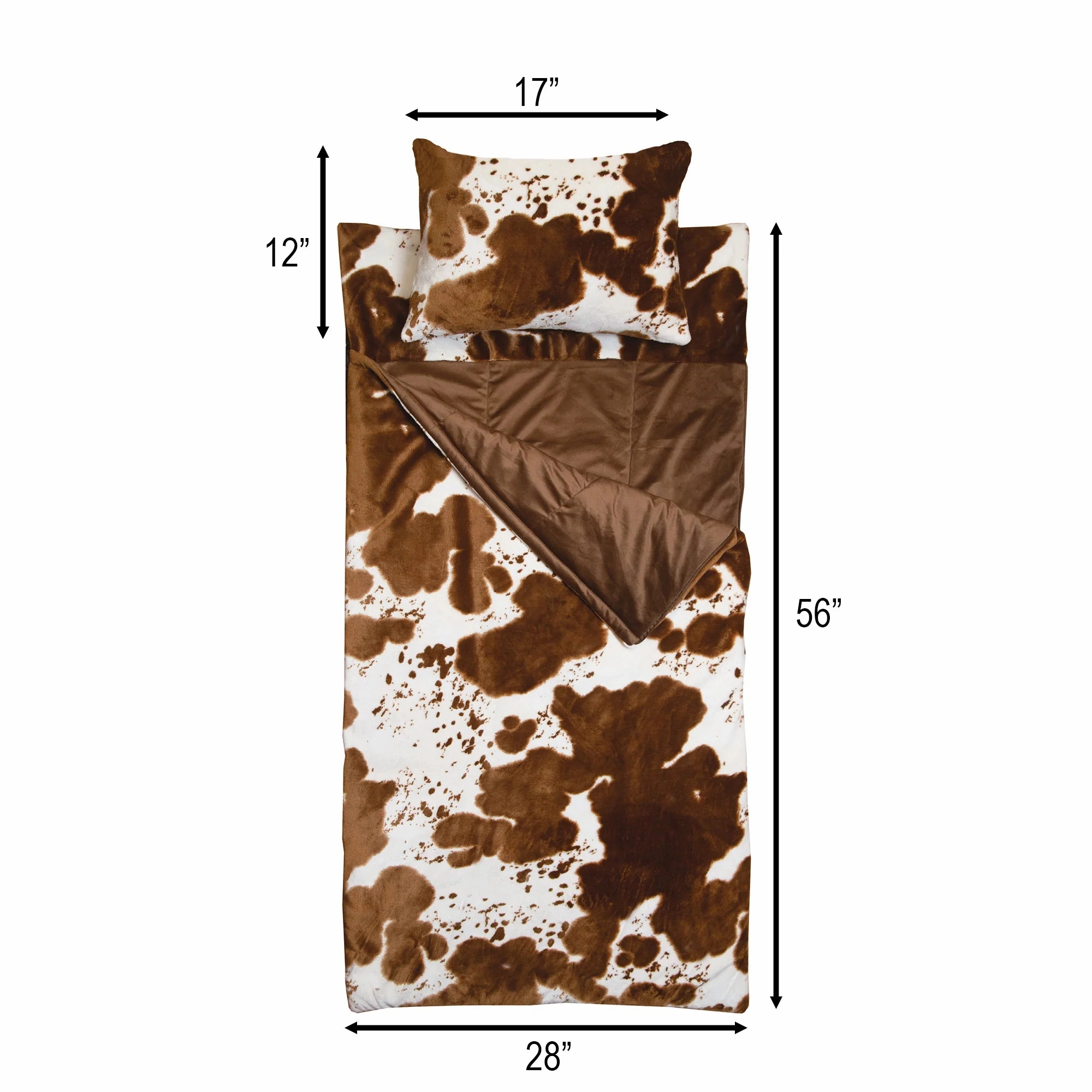Kids Cow-Print Sleeping Bag & Pillow
