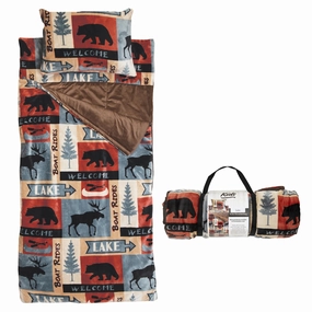 Kids Lodge Sleeping Bag & Pillow bookcase, standing shelf