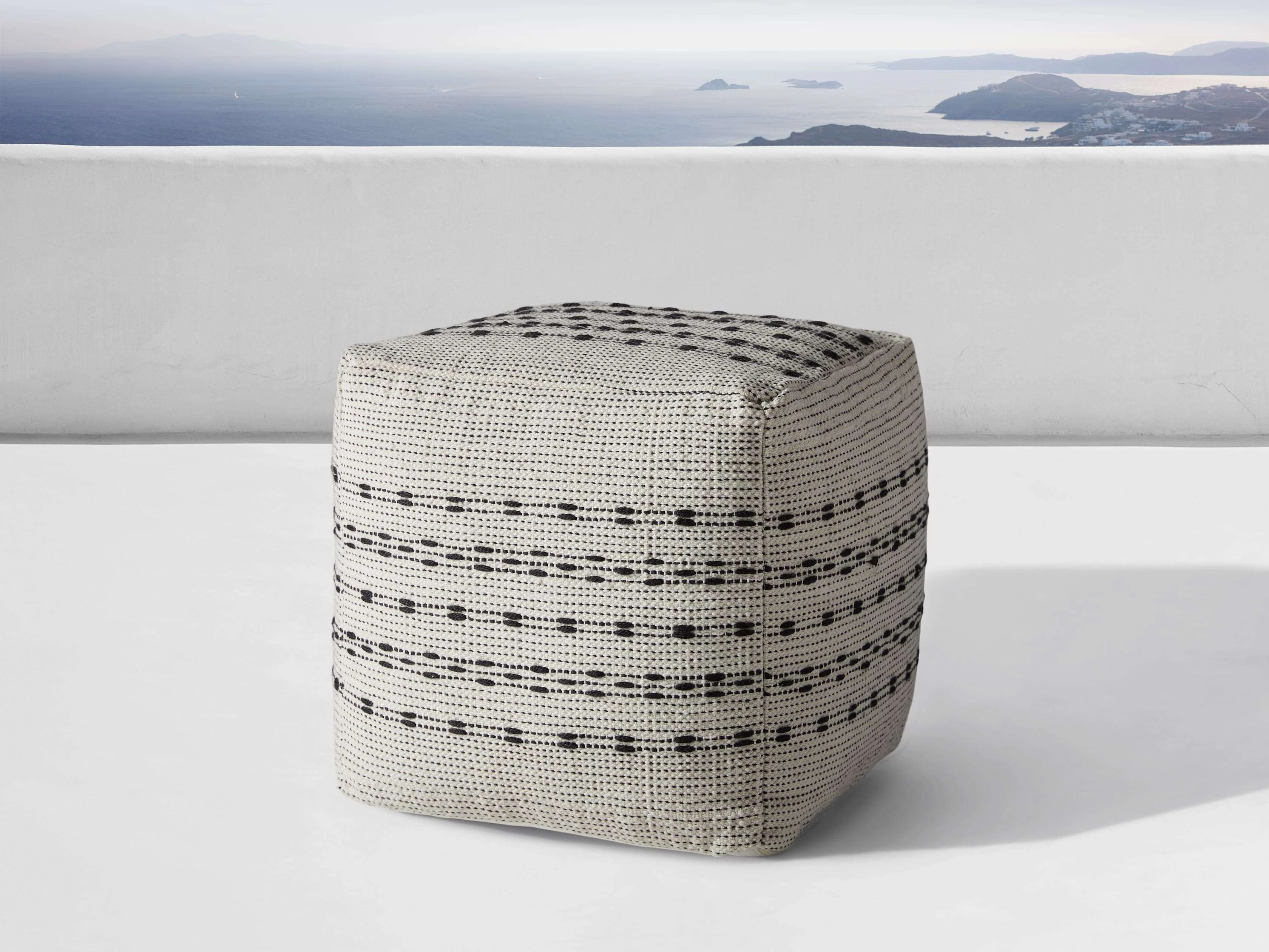 Ladera Performance Pouf Poufs,round knitted pouf