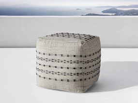 Ladera Performance Pouf Poufs,round knitted pouf