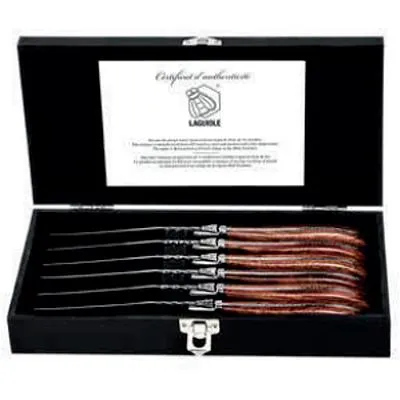 Laguiole 6-Piece Rose Wood Steak Knife Set ExclSteakRose jute rug, burlap rug