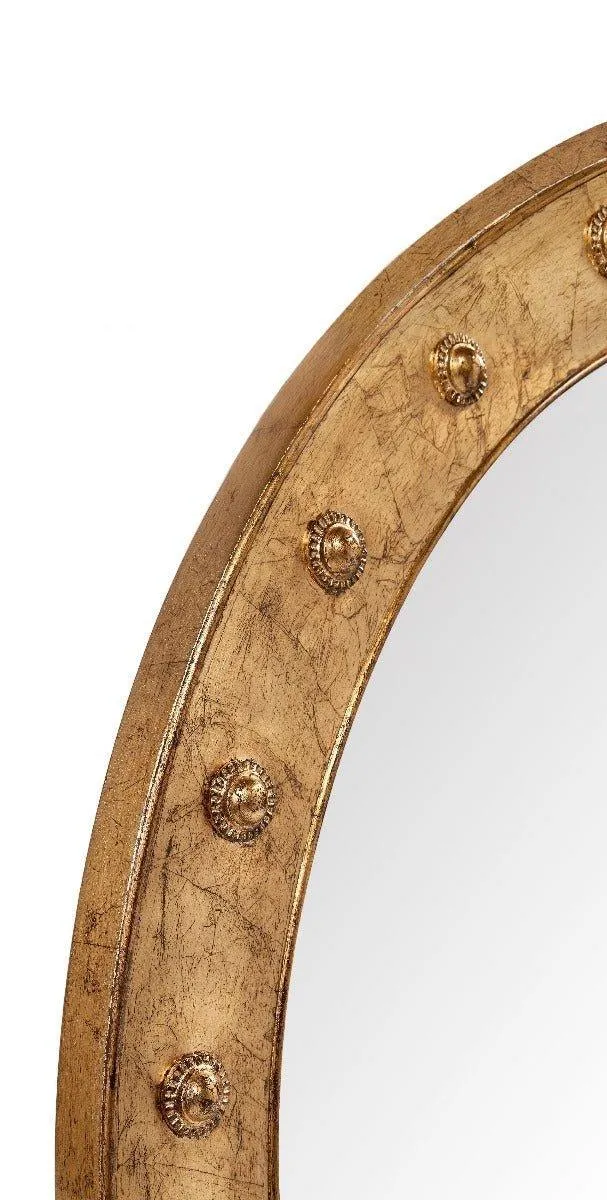 Large Round Studded Liza Mirror, Available in a Variety of Finishes