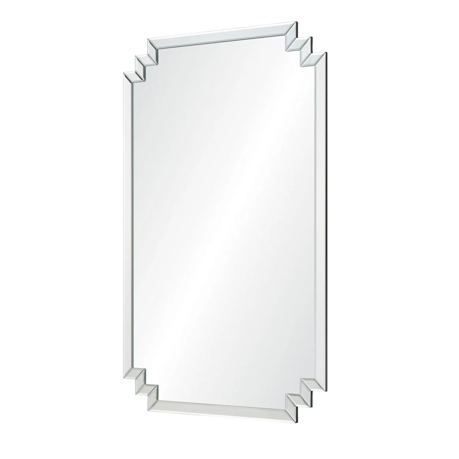Large Silver Celerie Kemble Stair Stepped Corners Wall Mirror