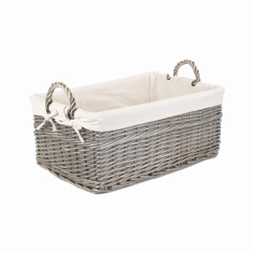Large Shallow Antique Wash Storage Basket with White Lining laundry organizer,dirty clothes basket,plastic laundry basket