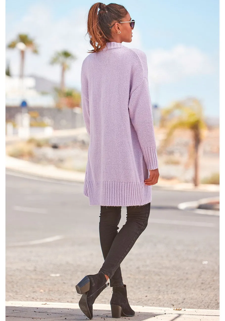 LASCANA Women's Ribbed Hem Long Cardigan