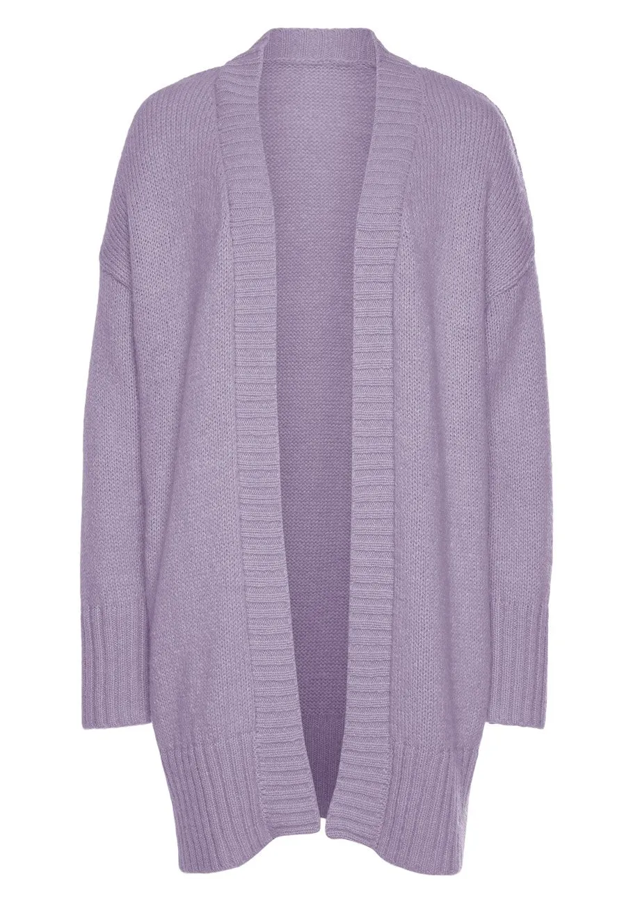 LASCANA Women's Ribbed Hem Long Cardigan