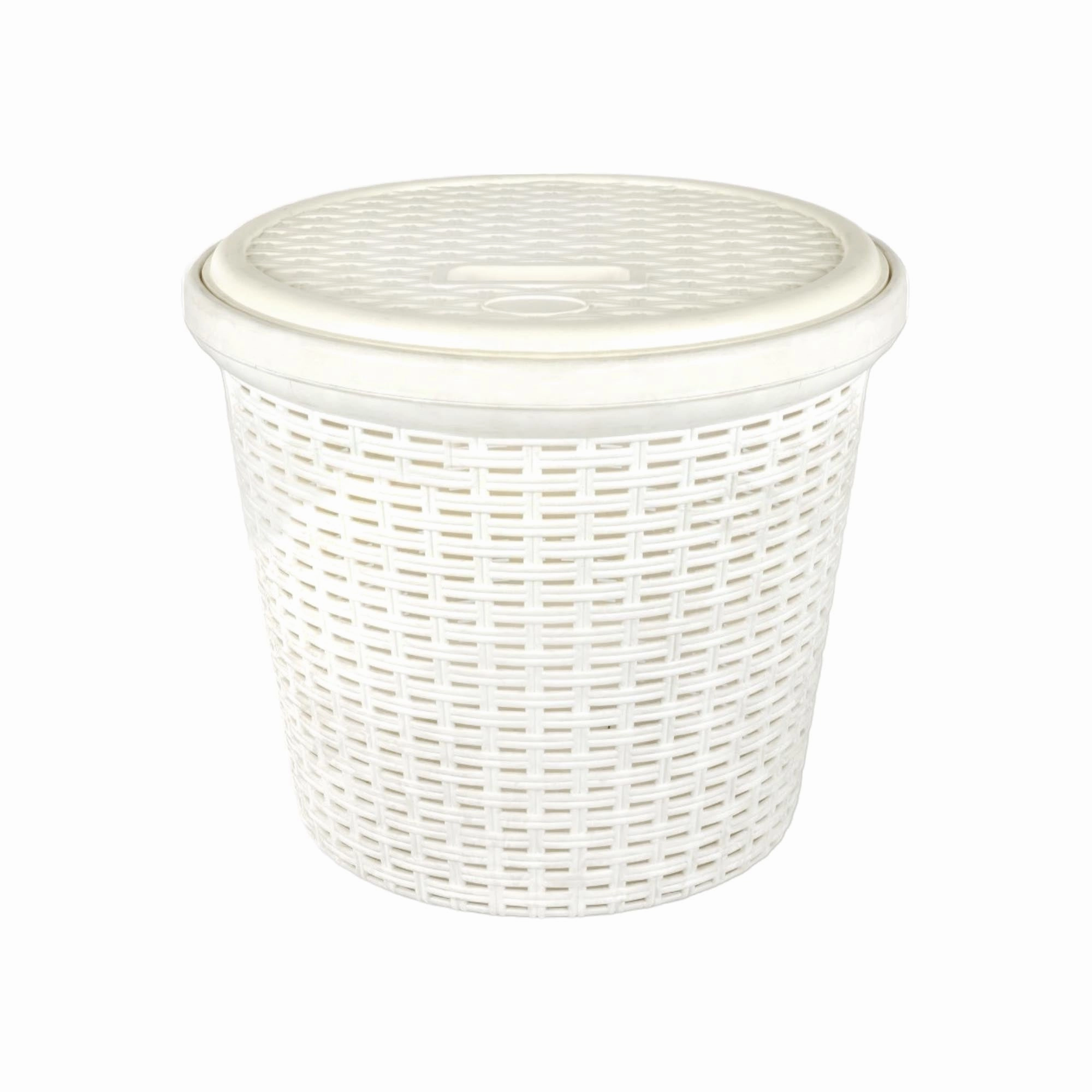 Laundry Slotted Linen BinBasket Round Cream 429 fabric hamper,portable laundry bin,laundry storage